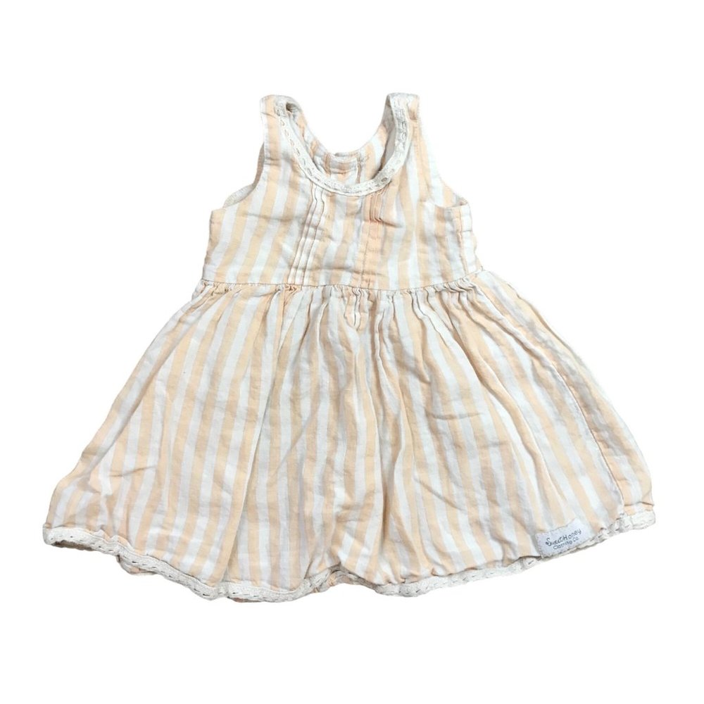 Sweet Honey Clothing Company Sleeveless‎ 100% Cotton Dress Crochet Trim Girls 2T